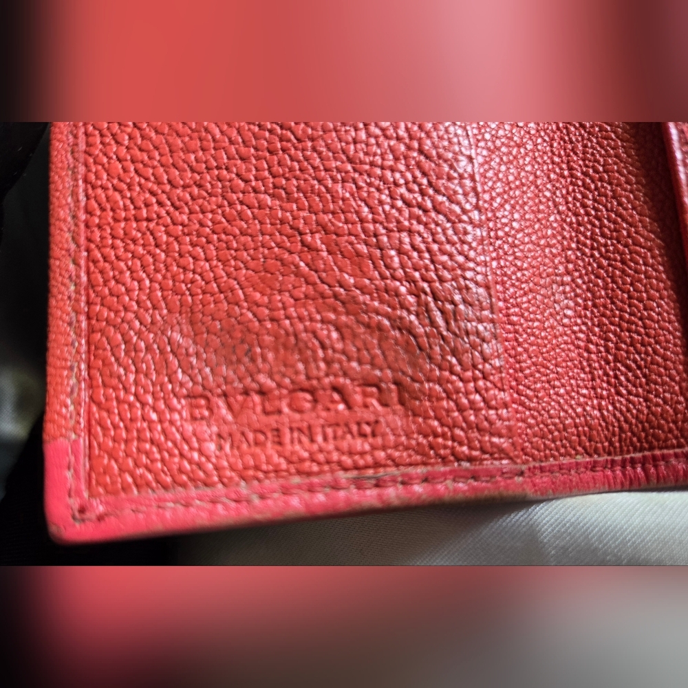 BVLGARI Orange Leather Wallet with Gold Emblem - Picture 10 of 11